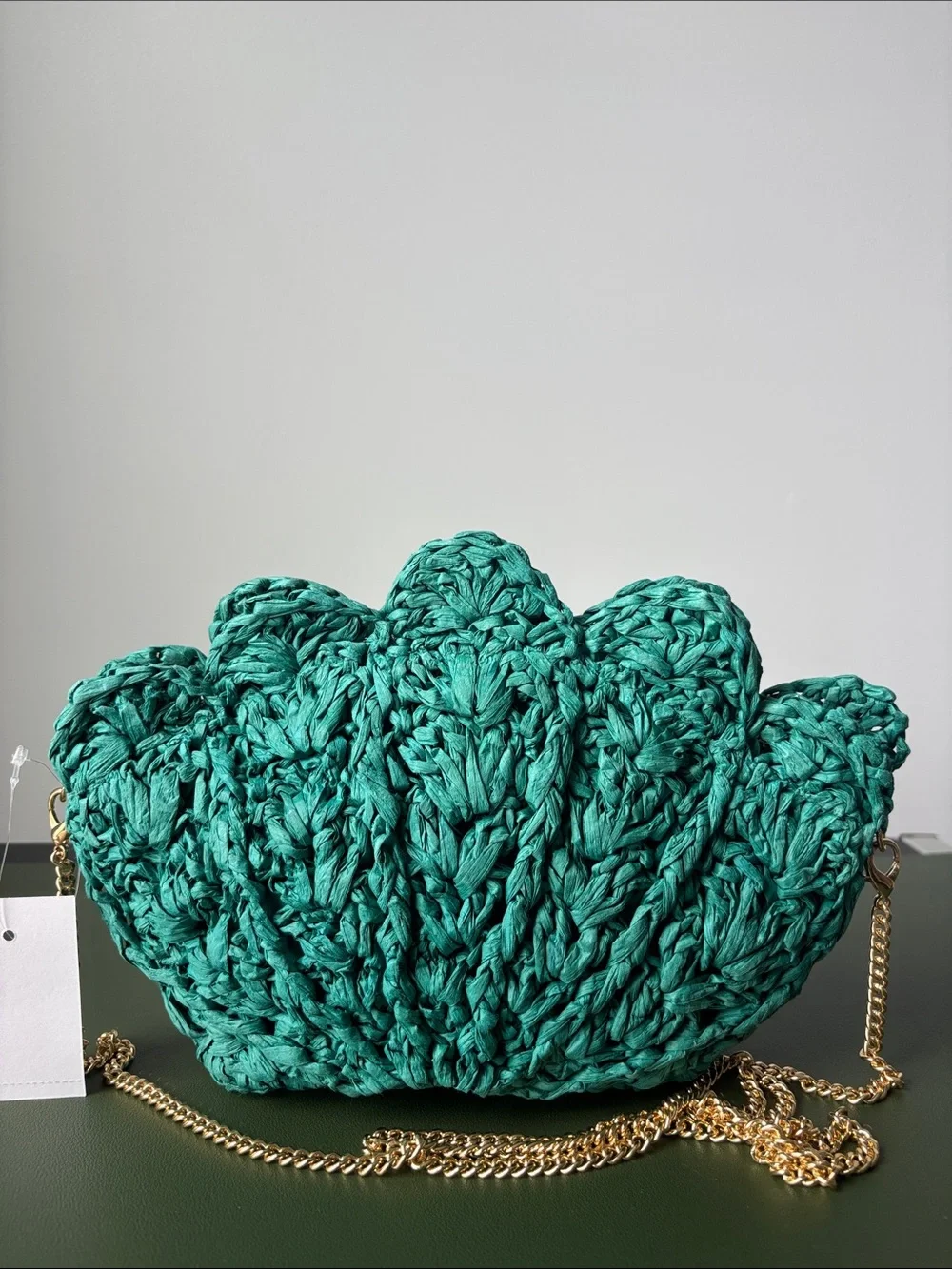 J. Crew Woven Shell Clutch with Chain Strap